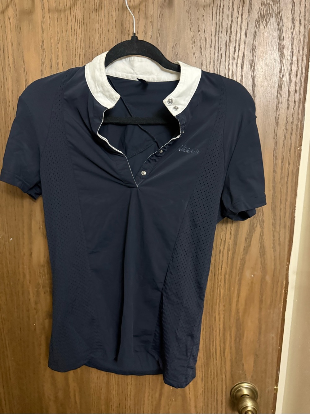 Pikeur Navy Polo Shirt with White Contrast Collar
